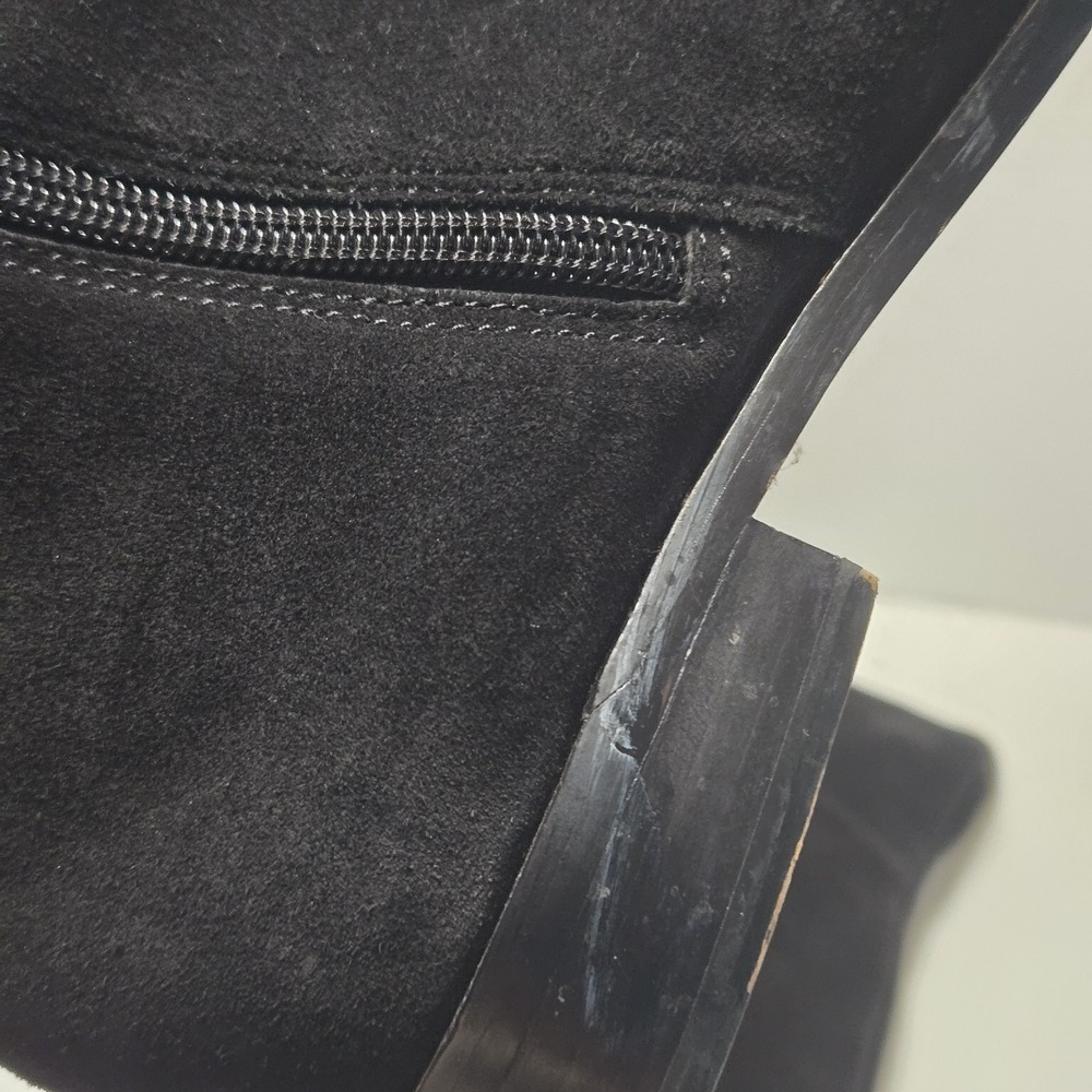 J Crew Over The Knee Riding Boots 7.5 Black Suede Leather Cuff Tall K2741 Witchy - Picture 8 of 11